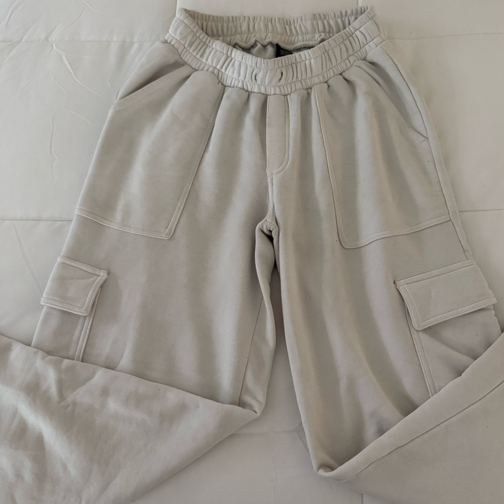 White Cargo Sweat Pants